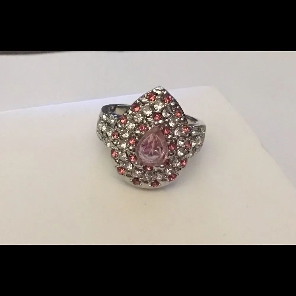 Stunning Lab Created Pink & White Sapphire Ring #8